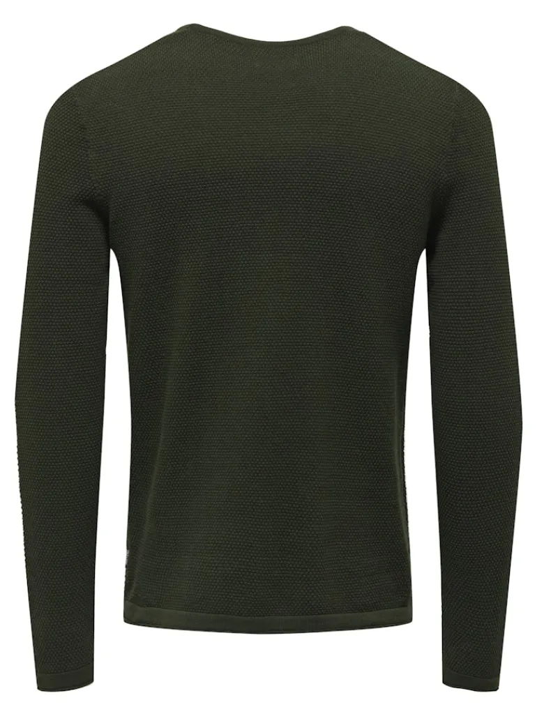 ONSPANTER REG 12 STRUC CREW KNIT NOOS dunkelgrün1
