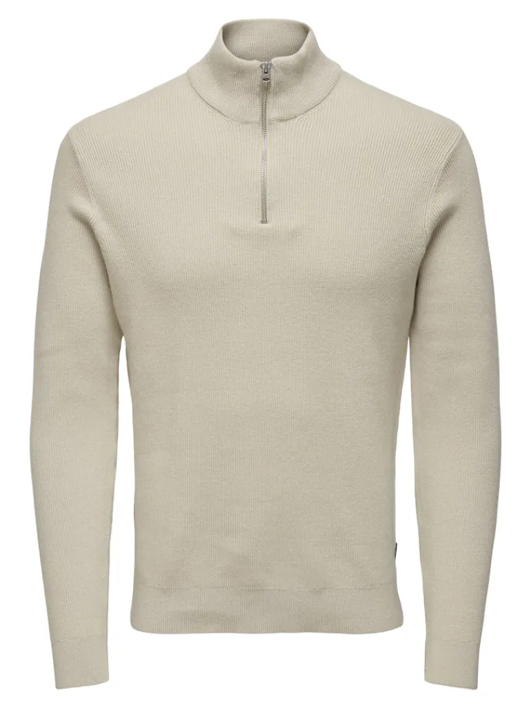 ONSPHIL REG 12 STRUC HALF ZIP KNIT NOOS silver lining