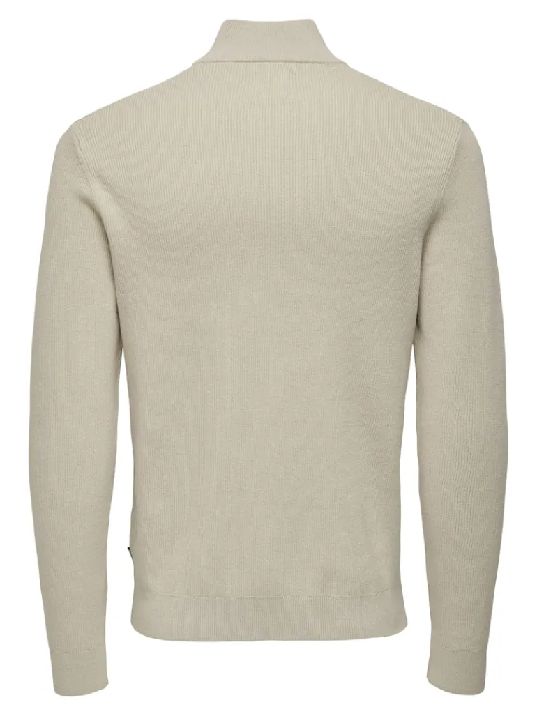 ONSPHIL REG 12 STRUC HALF ZIP KNIT NOOS silver lining