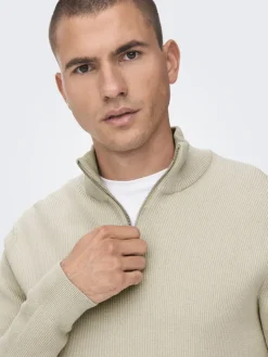 ONSPHIL REG 12 STRUC HALF ZIP KNIT NOOS silver lining