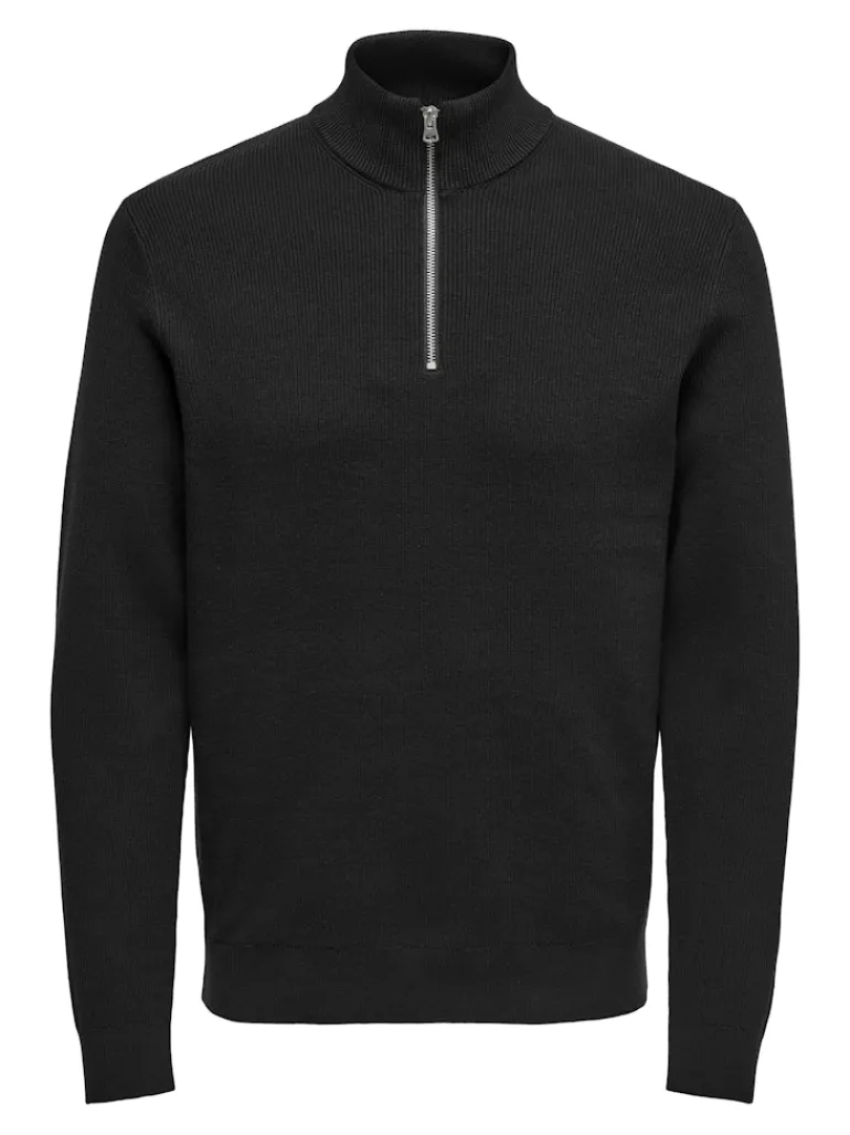 ONSPHIL REG 12 STRUC HALF ZIP KNIT NOOS black