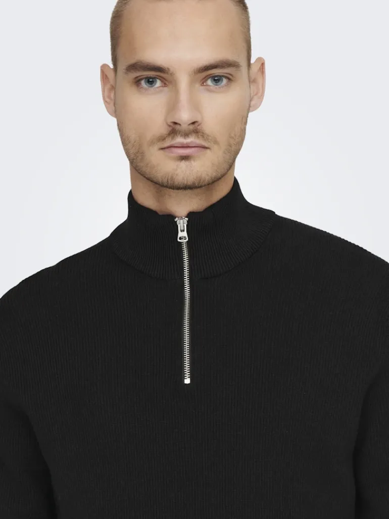 ONSPHIL REG 12 STRUC HALF ZIP KNIT NOOS black