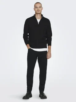 ONSPHIL REG 12 STRUC HALF ZIP KNIT NOOS black