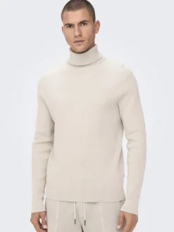 ONSPHIL REG 12 STRUC ROLL NECK KNIT silver lining