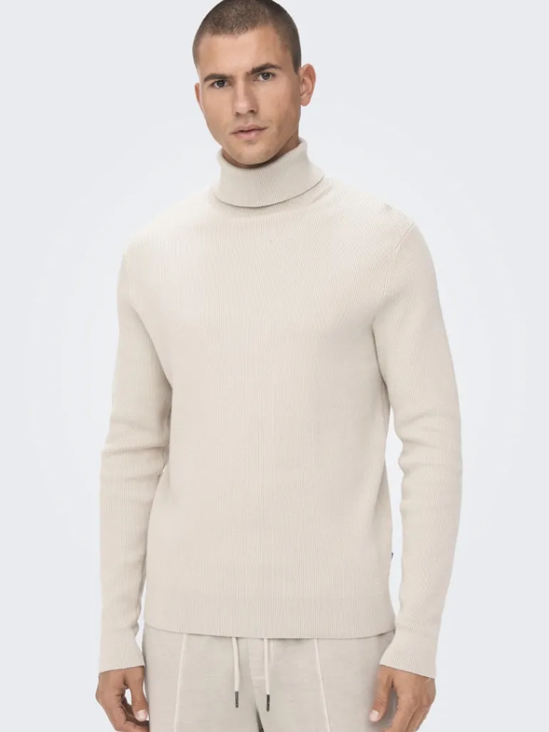 ONSPHIL REG 12 STRUC ROLL NECK KNIT silver lining