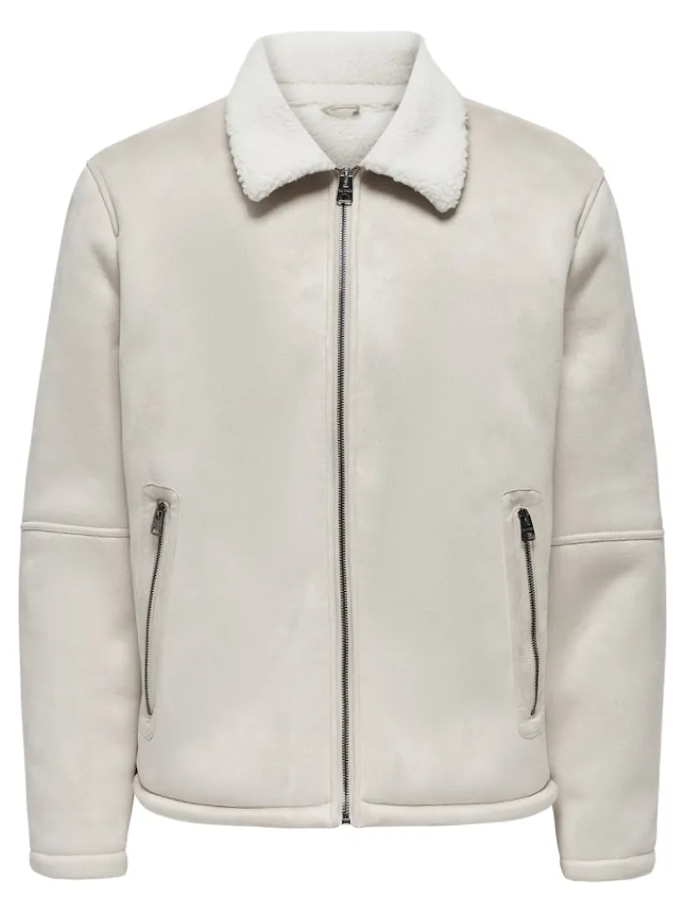 ONSROYCE SHEARLING JACKET OTW silver lining