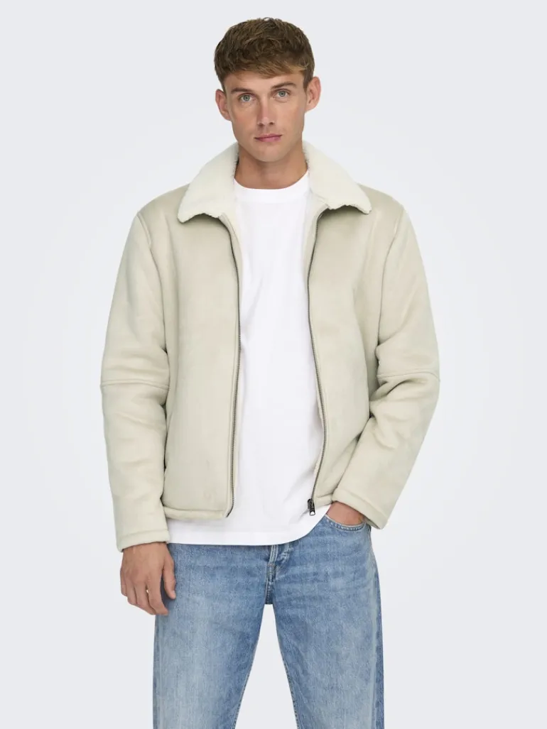 ONSROYCE SHEARLING JACKET OTW silver lining