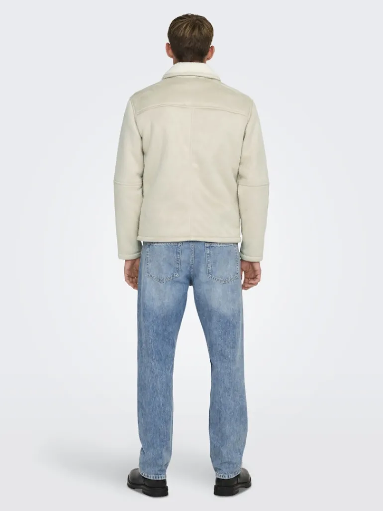 ONSROYCE SHEARLING JACKET OTW silver lining