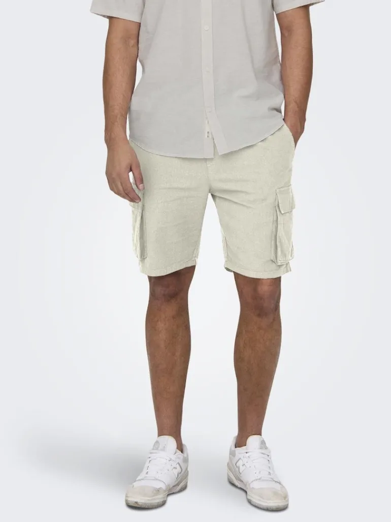 ONSSINUS CARGO 0007 COT LIN SHORTS silver lining