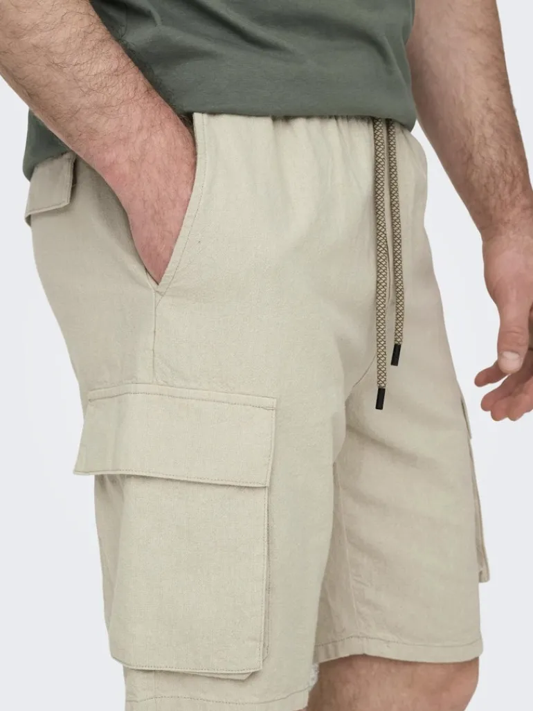 ONSSINUS CARGO 0007 COT LIN SHORTS silver lining