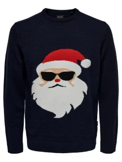 ONSXMAS REG FUNNY CREW KNIT dark navy