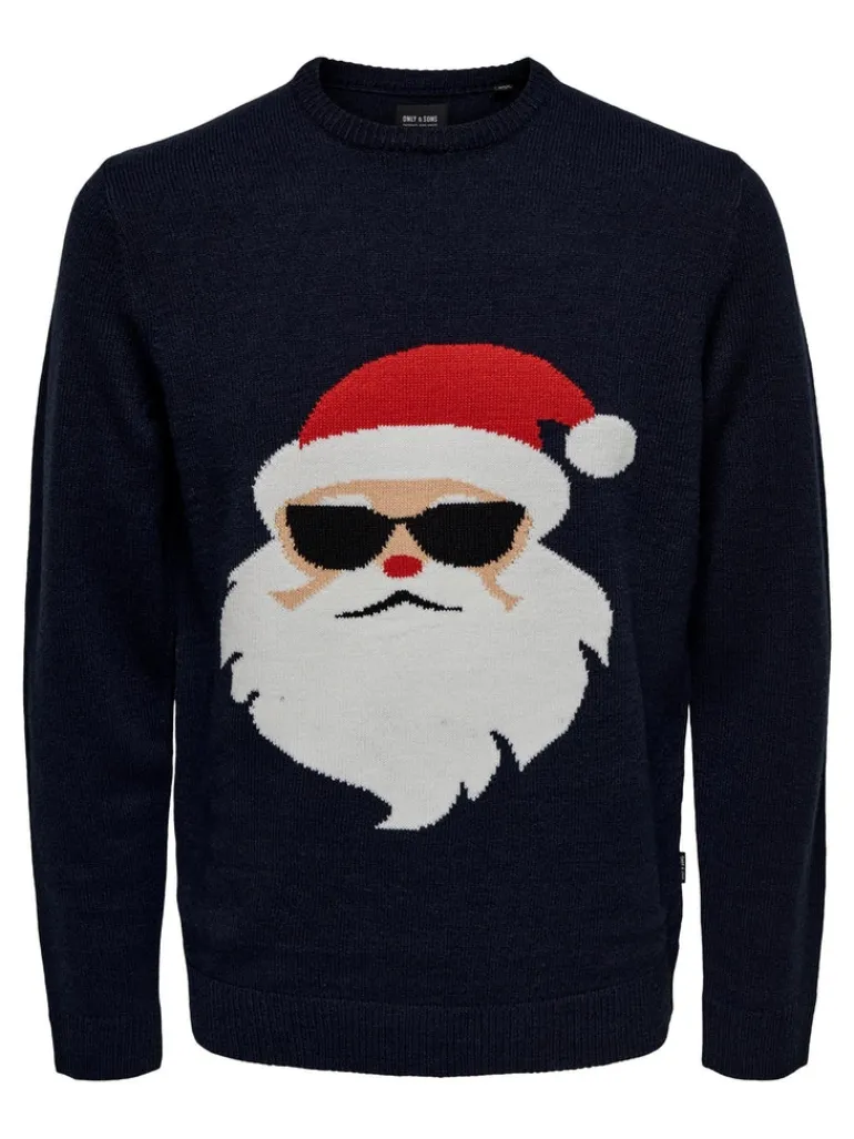ONSXMAS REG FUNNY CREW KNIT dark navy