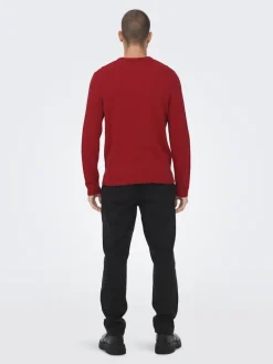 ONSXMAS REG FUNNY CREW KNIT pompeian red