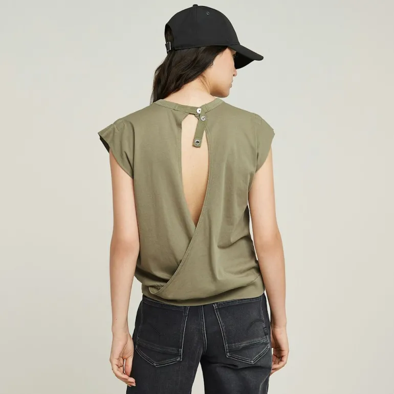 Open back loose sleeveless top wmn ensis green
