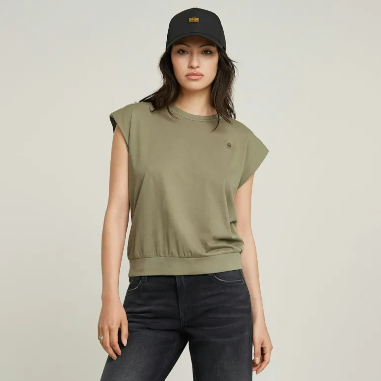 Open back loose sleeveless top wmn ensis green