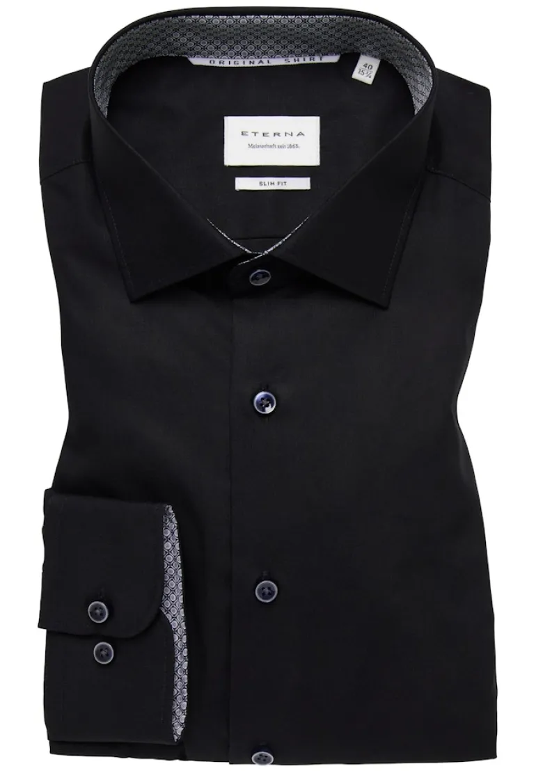 Original Shirt Popeline Langarm schwarz