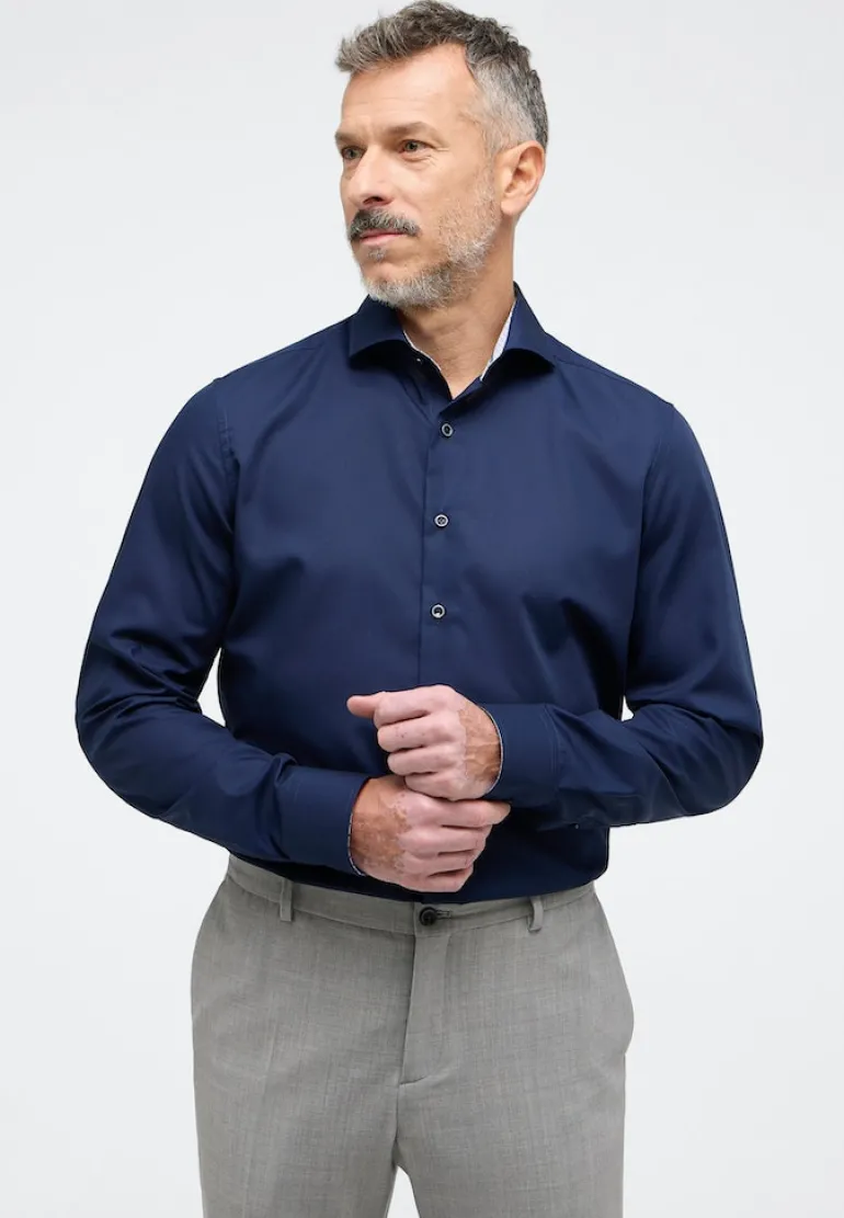 Original Shirt Popeline Langarm navy