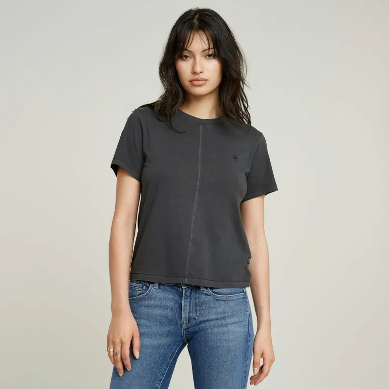 Overdyed front seam r t wmn dk black gd
