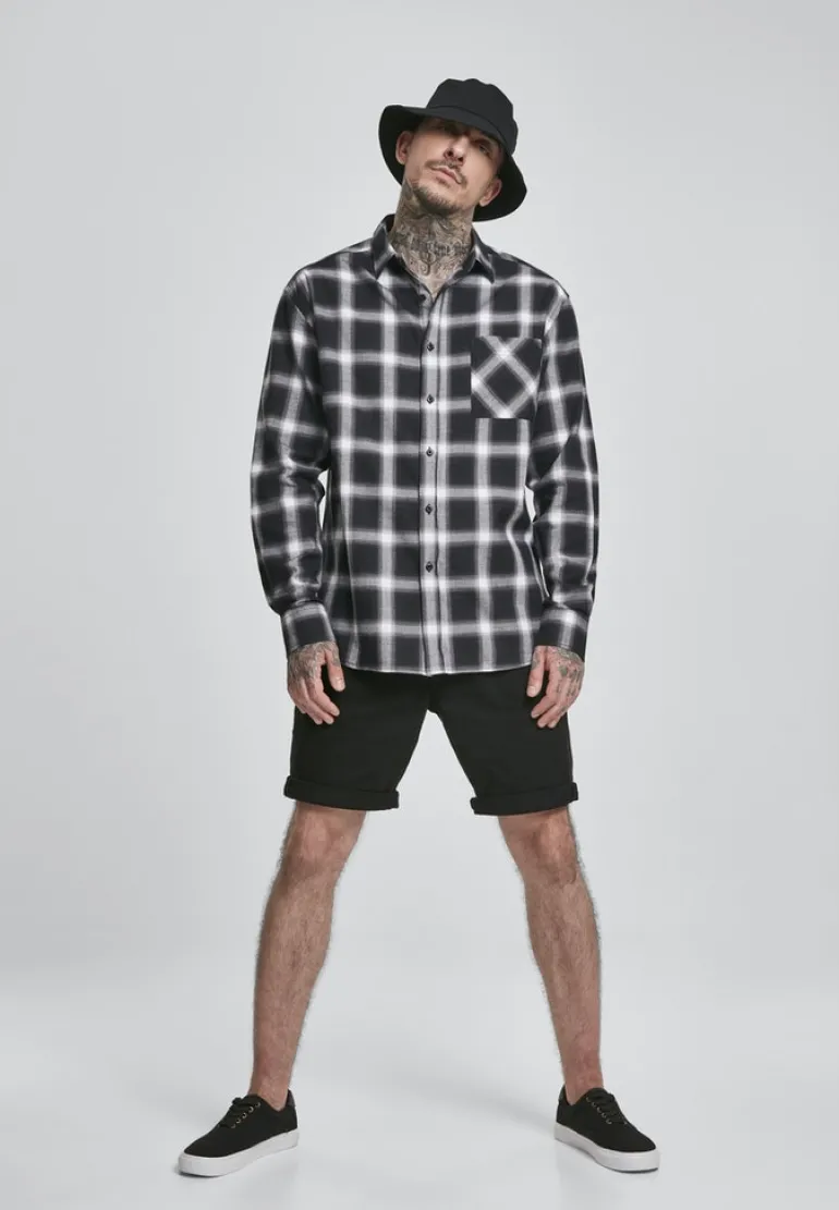 Oversized Checked Shirt blk, wht