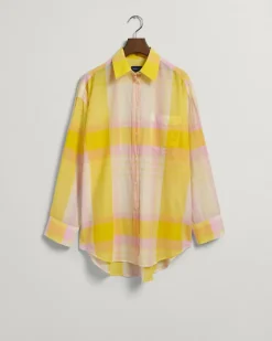 Oversized Madras Bluse canary yellow