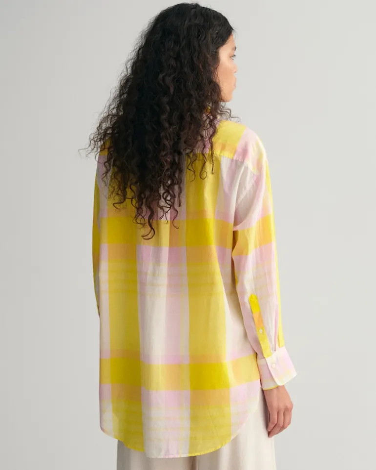 Oversized Madras Bluse canary yellow