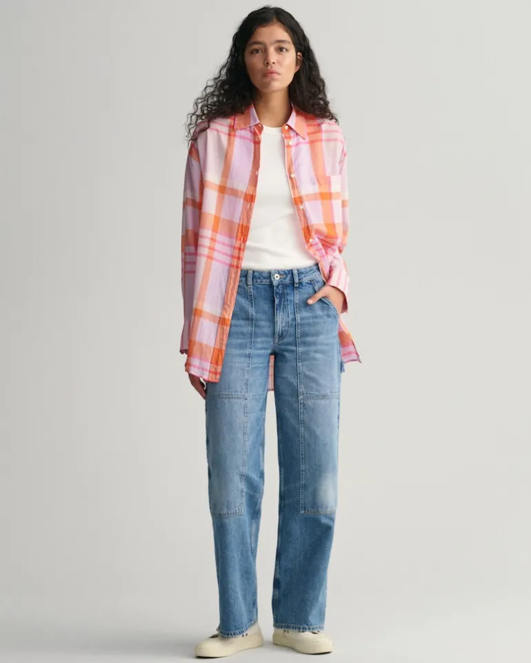 Oversized Madras Bluse soothing lilac