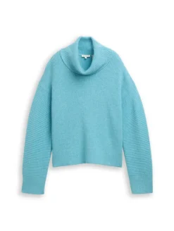 Oversize Rollkragenpullover tropical teal melange