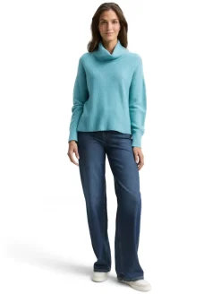 Oversize Rollkragenpullover tropical teal melange