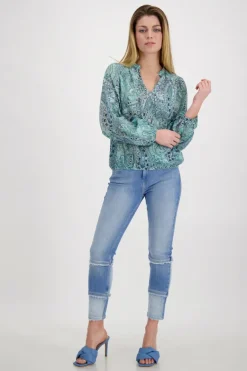 Paisley Muster Bluse mit Gummizug fresh mint gemustert