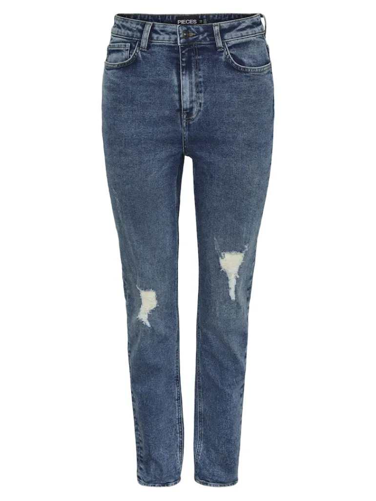 PCBELLA HW TAP DEST ANK JEANS MB NOOS medium blue denim