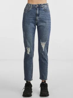 PCBELLA HW TAP DEST ANK JEANS MB NOOS medium blue denim