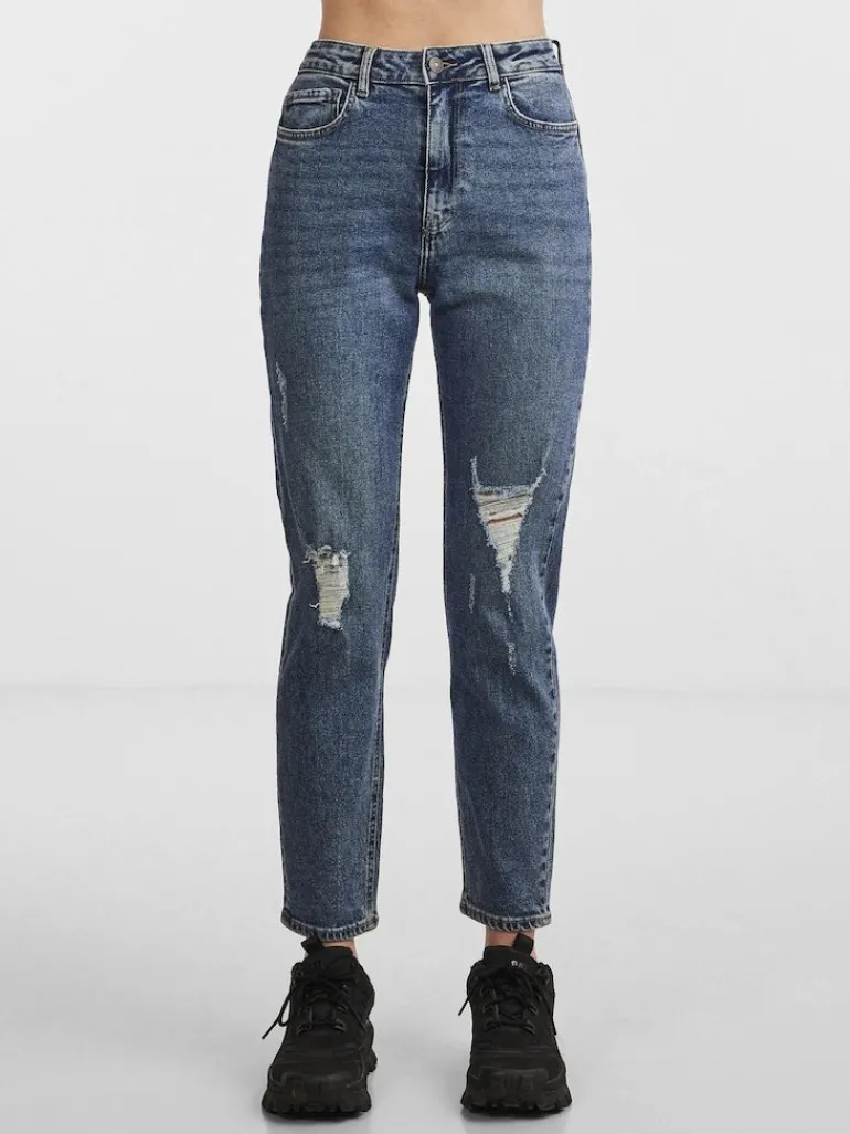PCBELLA HW TAP DEST ANK JEANS MB NOOS medium blue denim