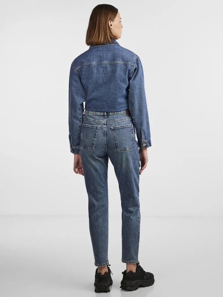 PCBELLA HW TAP DEST ANK JEANS MB NOOS medium blue denim