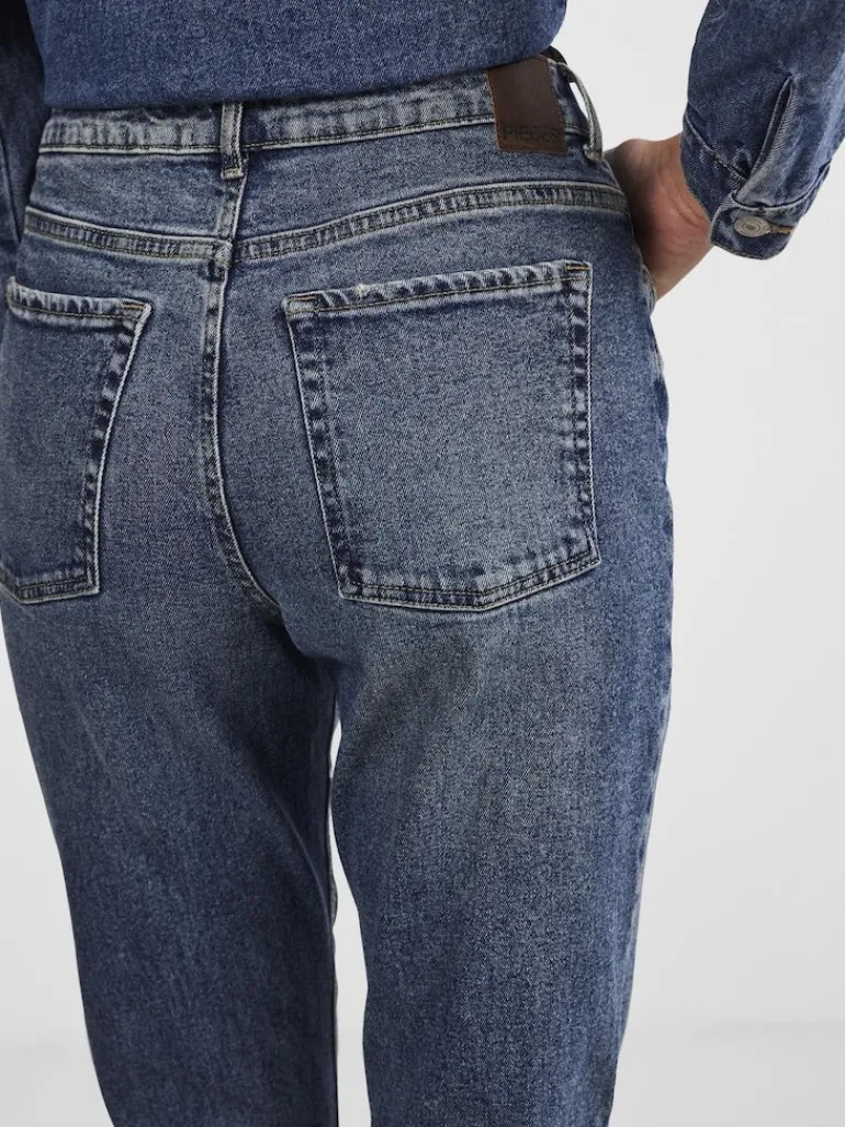 PCBELLA HW TAP DEST ANK JEANS MB NOOS medium blue denim