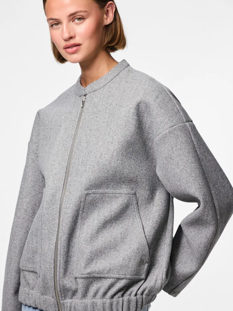 PCDEBBIE LS BOMBER JACKET NOOS BC light grey melange