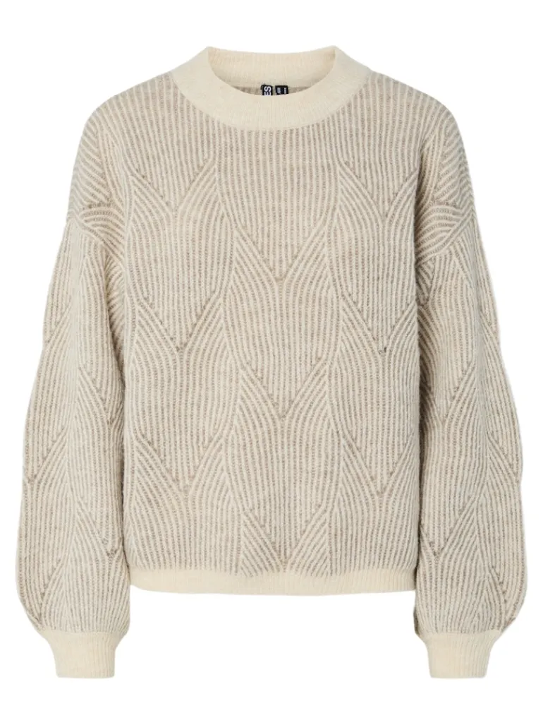 PCJENNA LS O-NECK KNIT NOOS BC whitecap gray2
