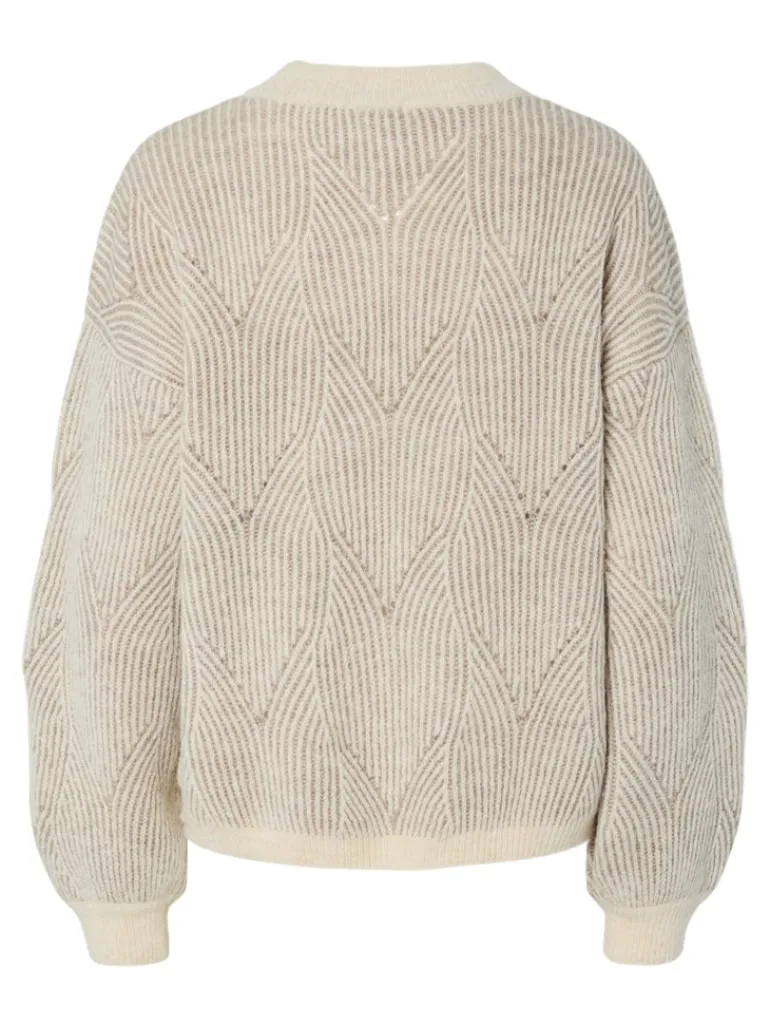 PCJENNA LS O-NECK KNIT NOOS BC whitecap gray2