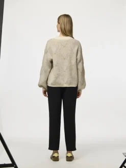 PCJENNA LS O-NECK KNIT NOOS BC whitecap gray2