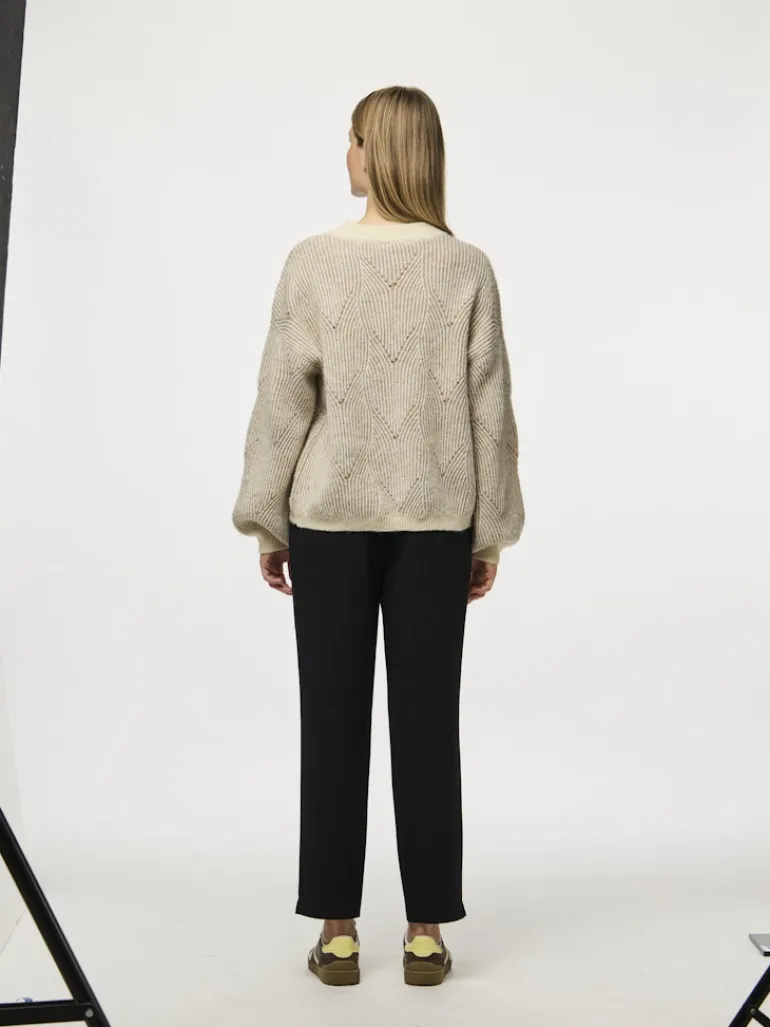 PCJENNA LS O-NECK KNIT NOOS BC whitecap gray2