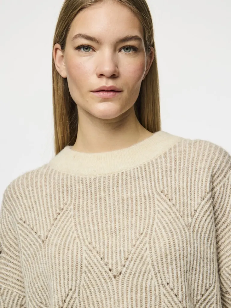 PCJENNA LS O-NECK KNIT NOOS BC whitecap gray2