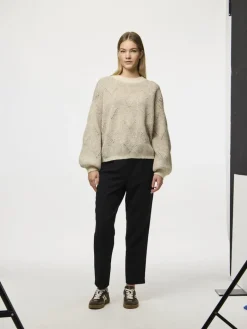 PCJENNA LS O-NECK KNIT NOOS BC whitecap gray2