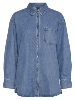 PCMAISIE LS DENIM SHIRT NOOS BC medium blue denim