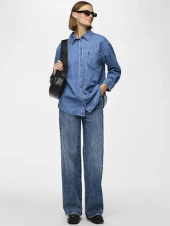 PCMAISIE LS DENIM SHIRT NOOS BC medium blue denim