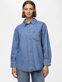 PCMAISIE LS DENIM SHIRT NOOS BC medium blue denim