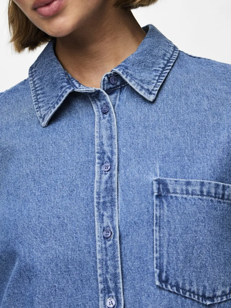 PCMAISIE LS DENIM SHIRT NOOS BC medium blue denim
