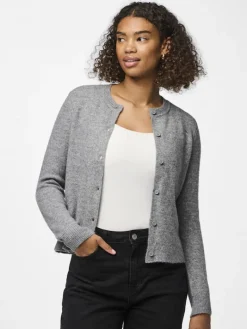 PCMALOU LS KNIT CARDIGAN NOOS BC medium grey melange