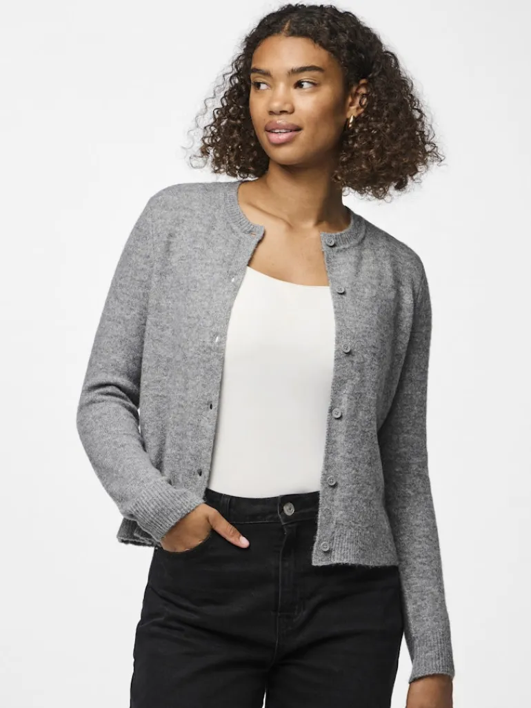 PCMALOU LS KNIT CARDIGAN NOOS BC medium grey melange