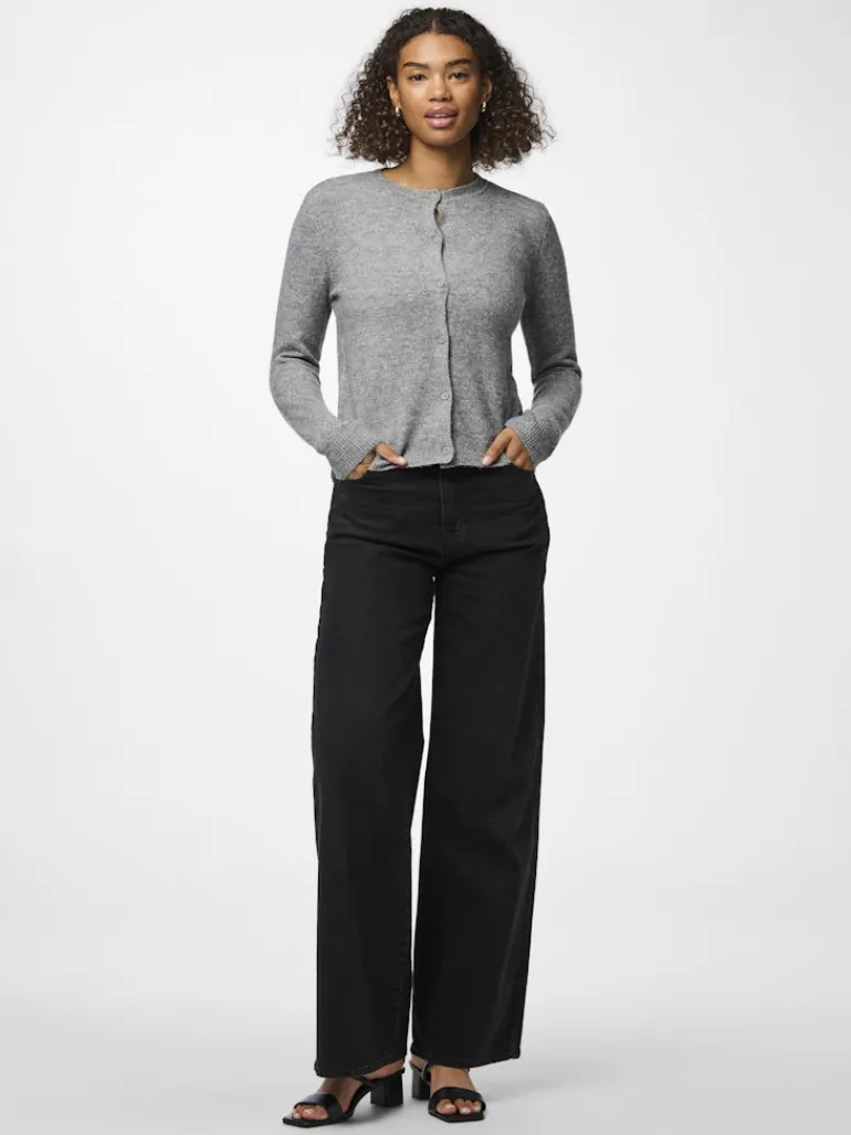 PCMALOU LS KNIT CARDIGAN NOOS BC medium grey melange