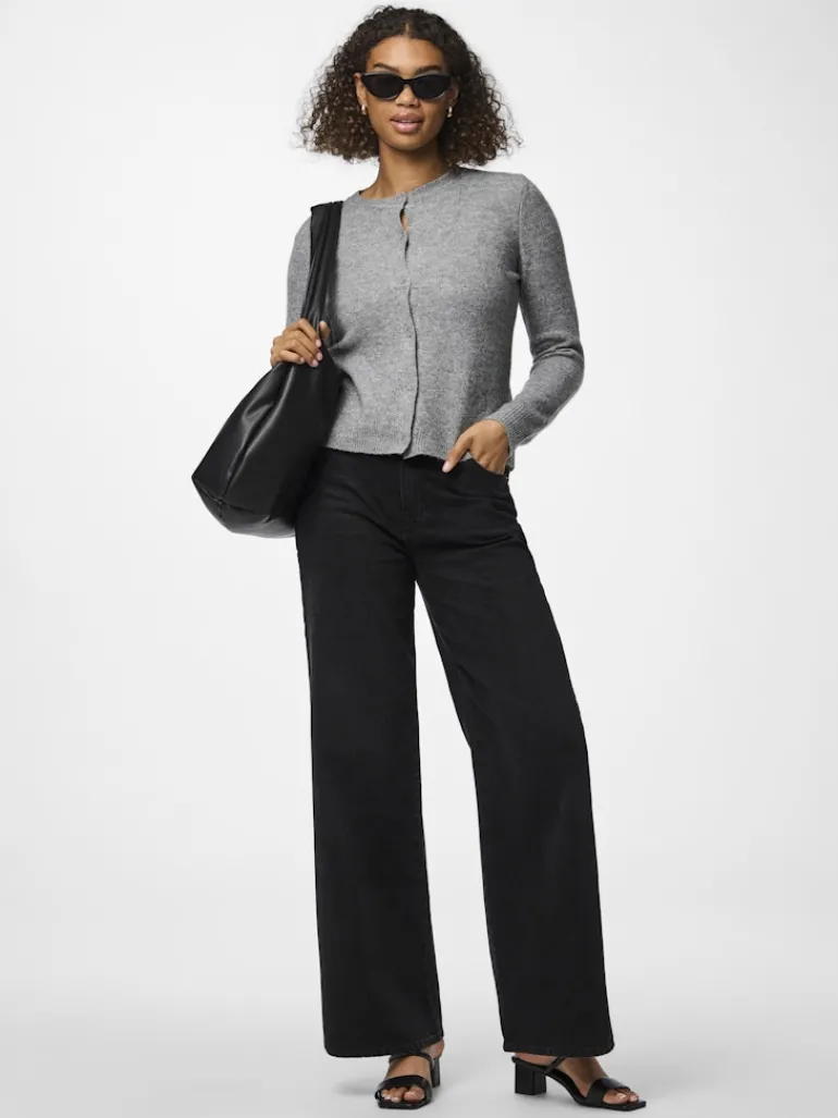 PCMALOU LS KNIT CARDIGAN NOOS BC medium grey melange