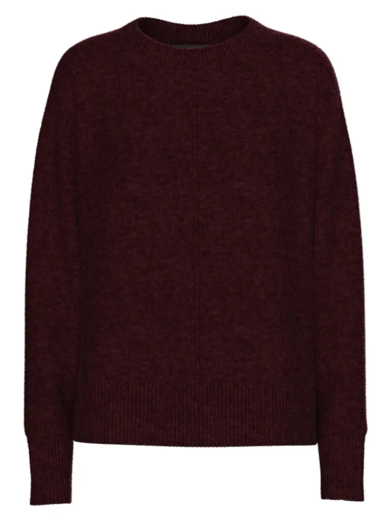 PCMALOU LS O-NECK CUTLINE KNIT NOOS BC tawny port